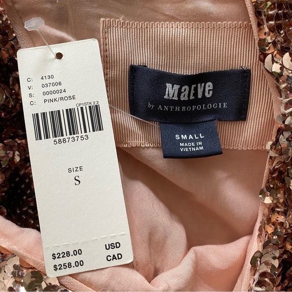 Anthropologie Maeve Rose Gold Sequins Bernadette Tiered Midi Dress Small - Picture 12 of 16